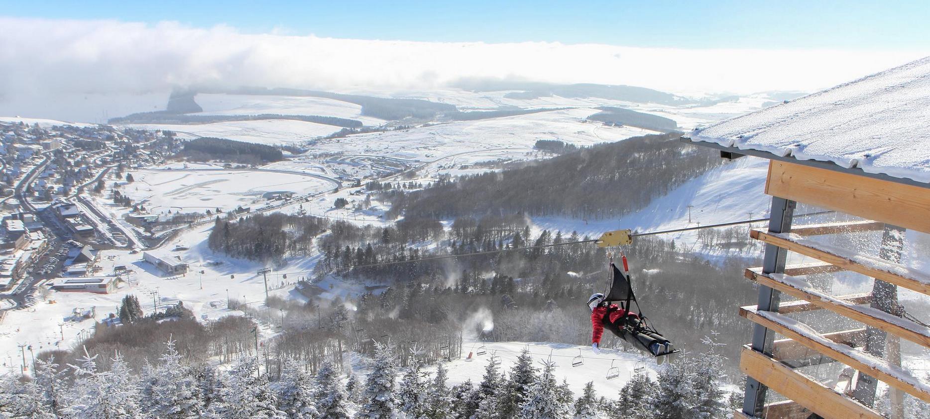 Super Besse : Descente en Tyrolienne Hiver, Sensations Fortes Garanties