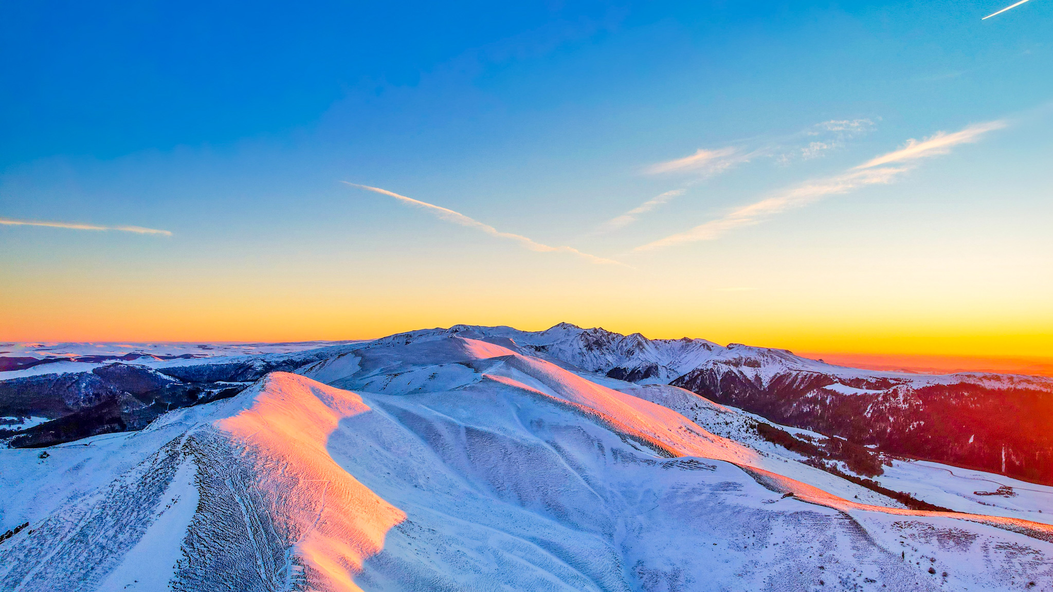 Puy de la Tâche : Coucher de Soleil Panoramique - Puy de Monne, Puy du Barbier, Puy de l'Angle & Puy de Sancy